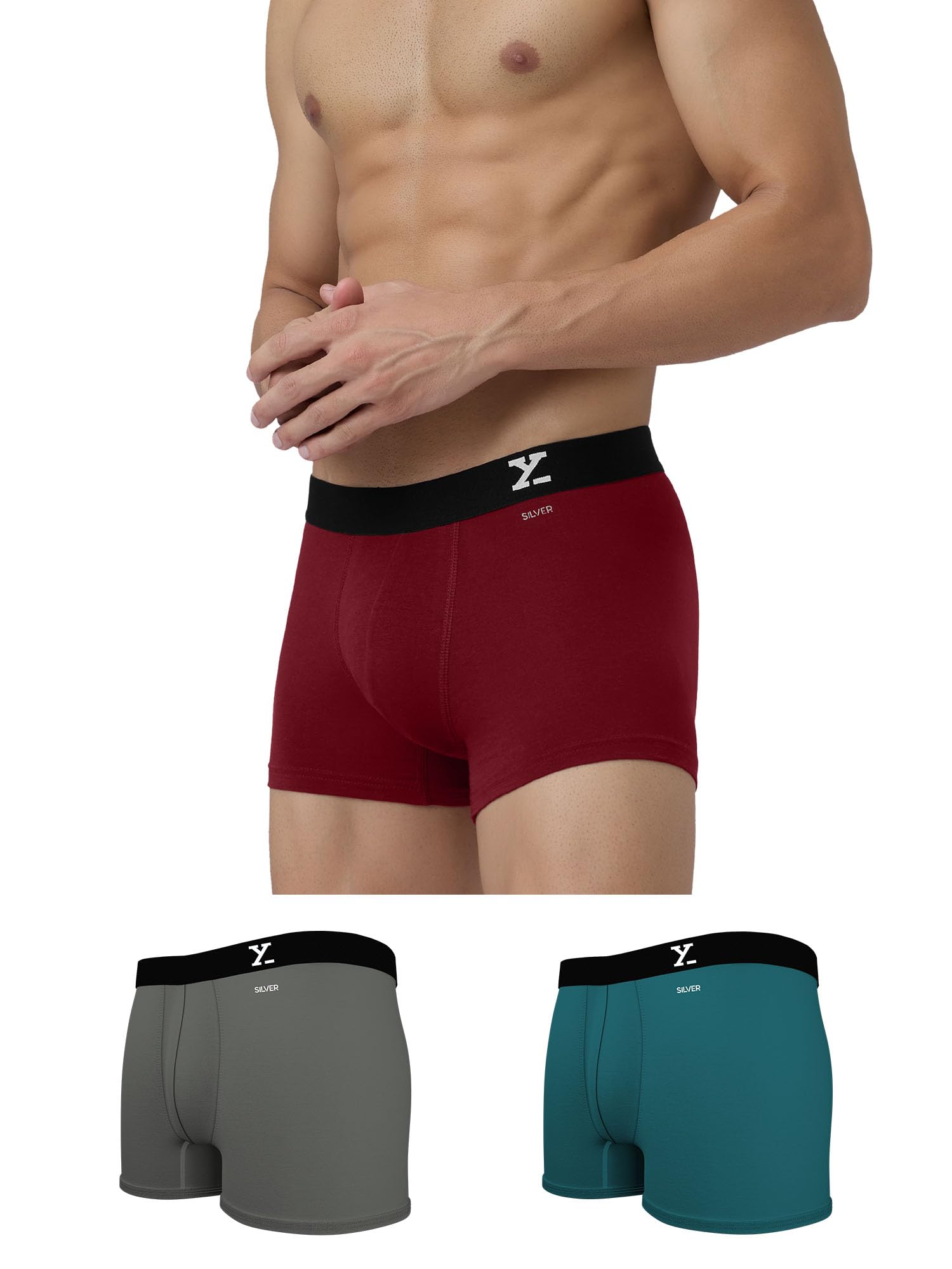 XYXX Mens Cotton Trunks (Pack of 3) (XYTRNK3PCKN546L_Dark Maroon + Legion Blue + Frost Grey_L) (B0B5GWDQB6) Amazon Price History, Amazon Price Tracker