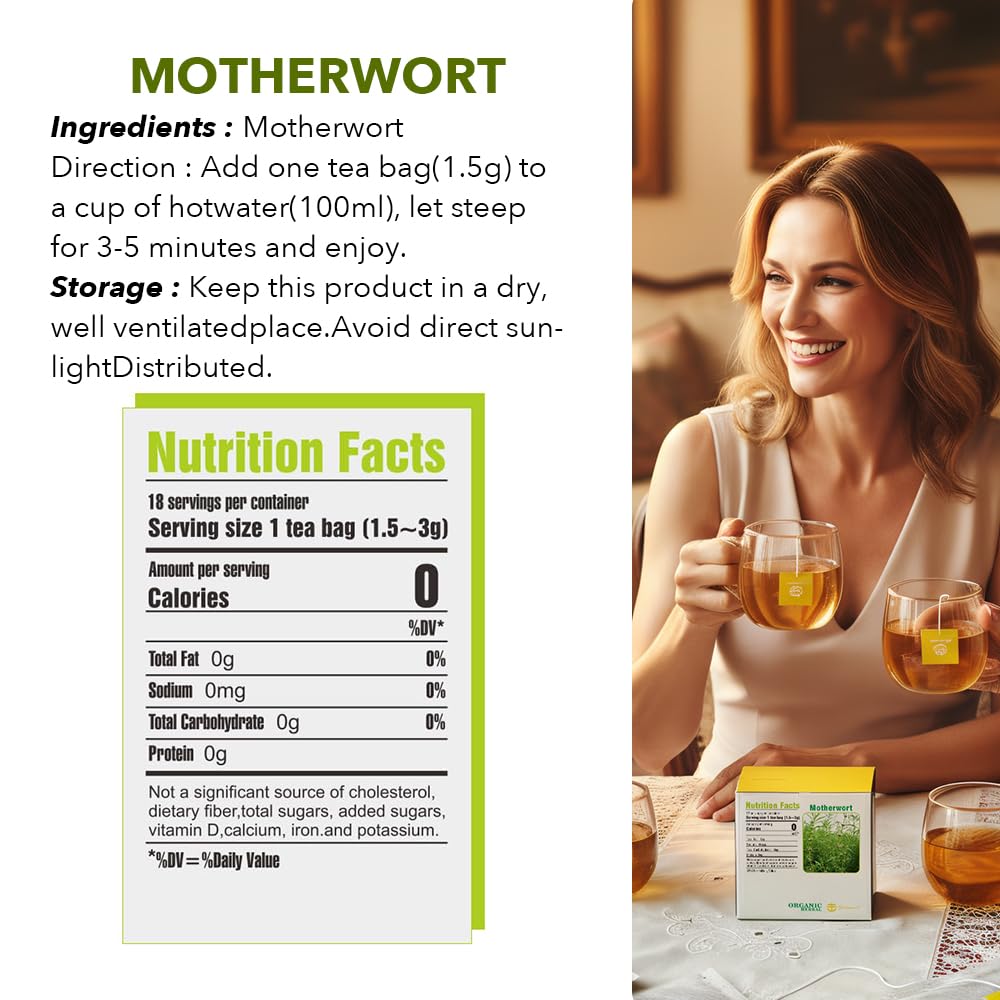 Soilmount - Motherwort Tea - |Leonurus Japonicus|Leonurus cardiaca|Yimucao|益母草|익모초| - Pure Herbal Tea - Natural, Organic, Non-GMO, Clean Ingredients, Caffeine Free (18 Tea Bags, Box 1) - Image 2