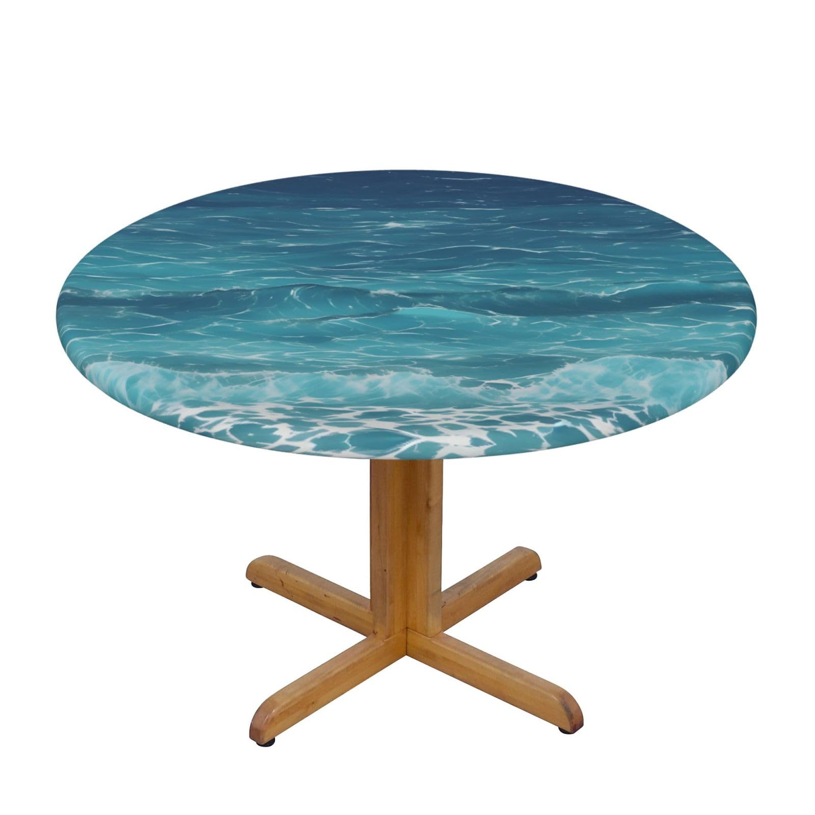 ZQYTGFDC The deep blue sea S Decorative Round Tablecloth Waterproof Anti Stain Oil Proof Size for 40 50 inch