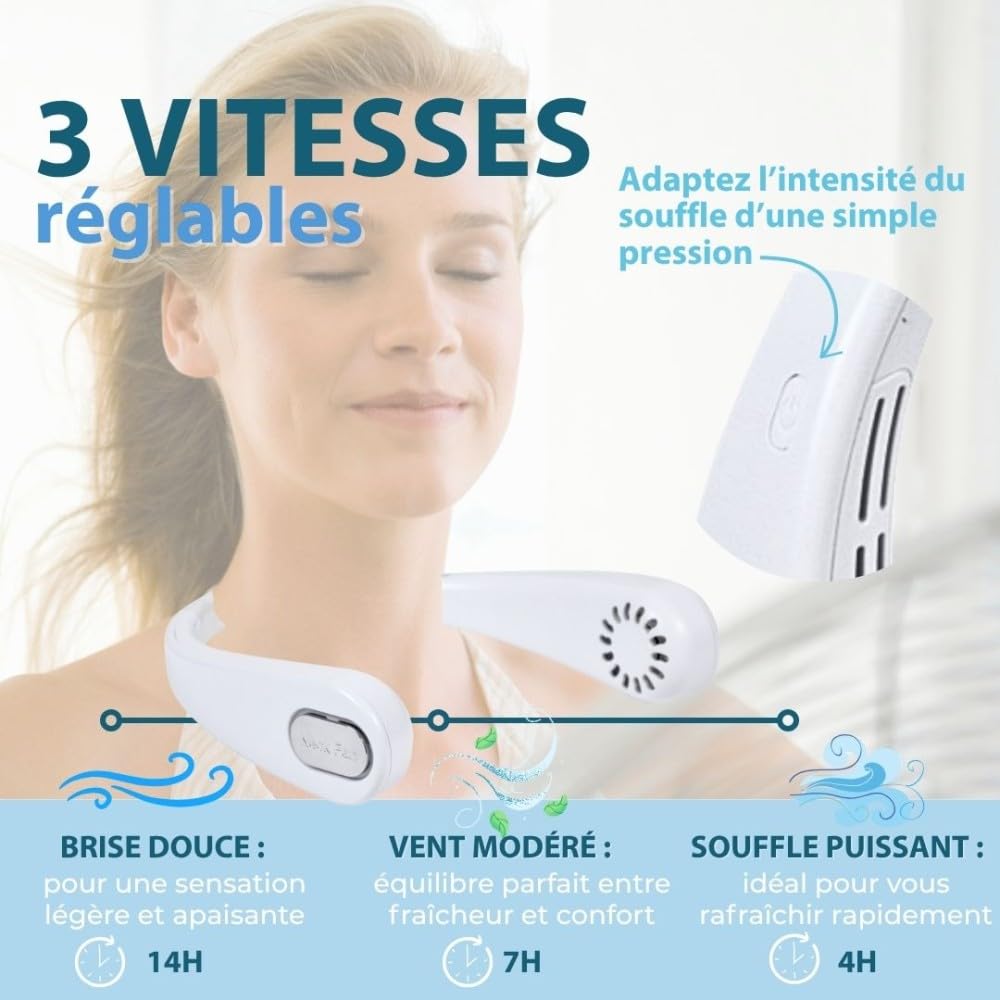Ventilateur de cou portable EASY BREEZE de Mini ventilateur mains libres rechargeable USB