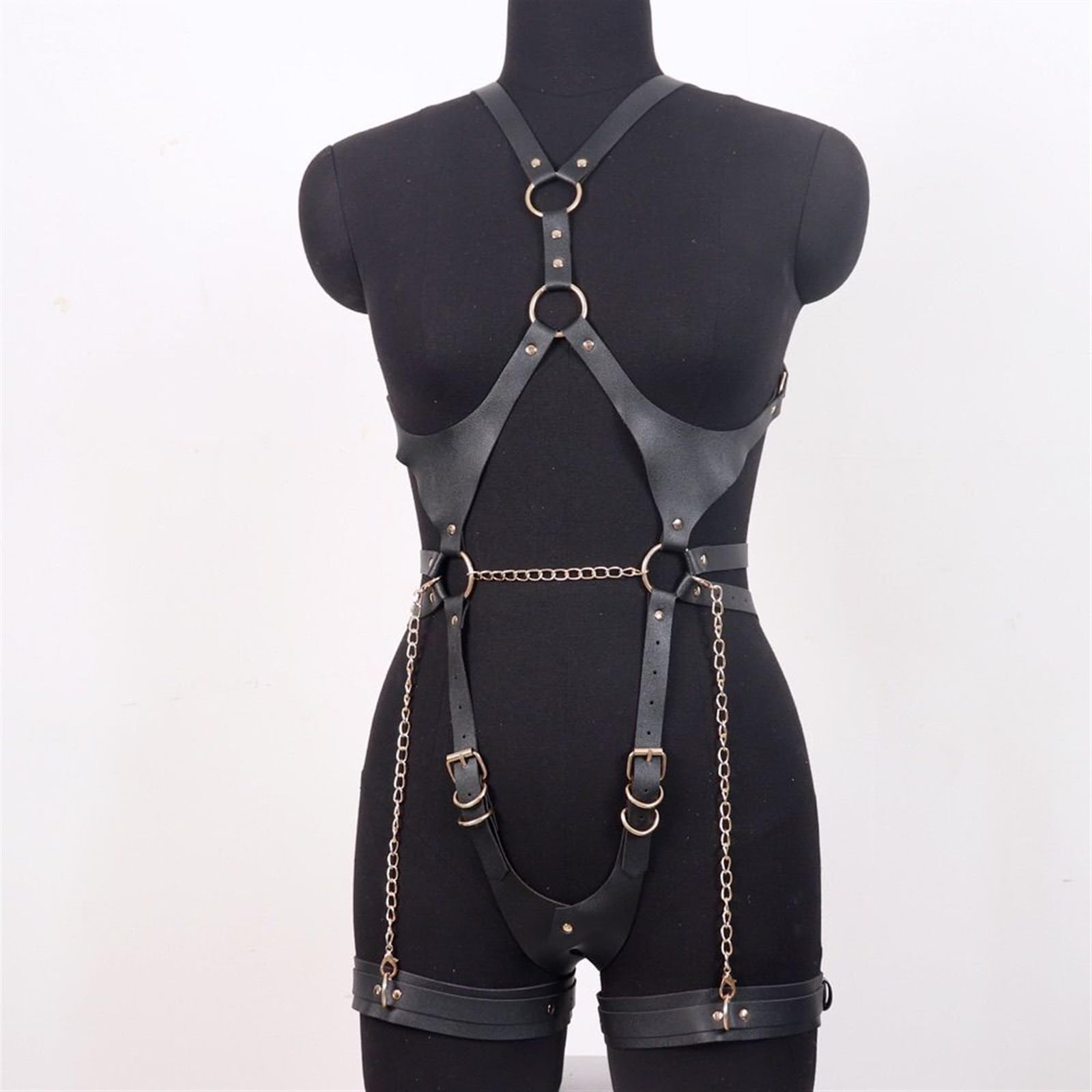 Fangool Women Punk Belts PU Leather Body Chain Waist Belt BDSM Lingerie Bondage Garter Belts: Blue