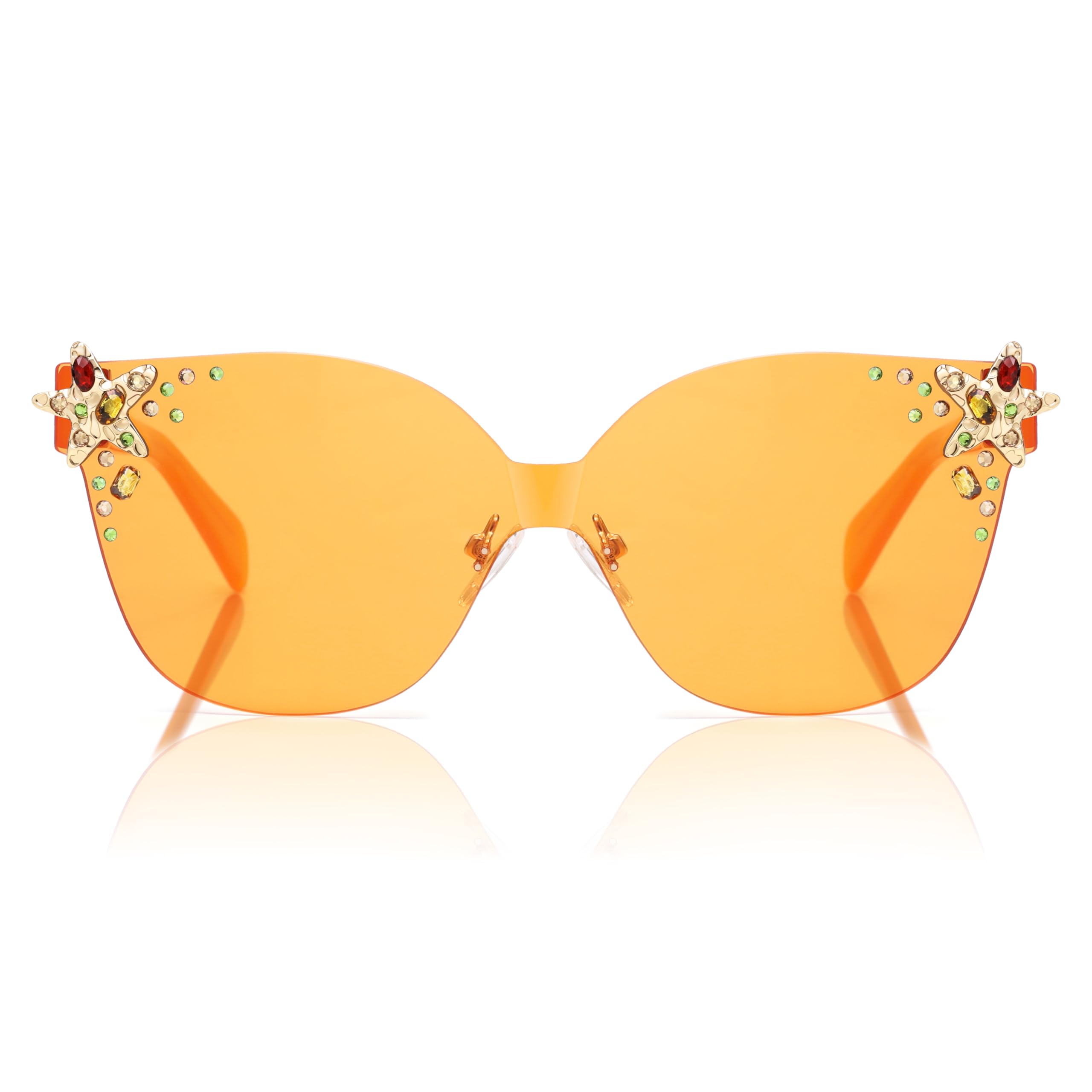 SOJOS Oversized Square Acetate Limited-Edition Sunglasses for Women with Star Accents UV400 Protection Glowheart