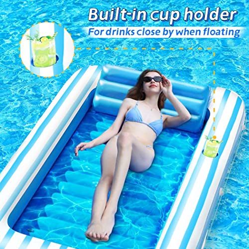 Dctb Inflatable Tanning Pool Lounge Float Raft For Adults,46" X 71"Inflatable Pool Float With Headrest For Adults,4 In 1 Sun Tan Tub Sunbathing Pool Lounge Raft Floatie Toys #TOP2