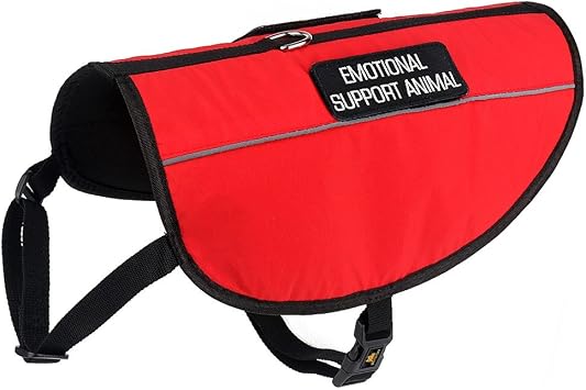 Plutus Pet Emotional Support Dog Vest with Reflective Straps,Bright Red Fabric&Mesh Harness with 2 Free Removable Embroidery Emotional Support Animal Patches,S,Girth 18.7-22.8"