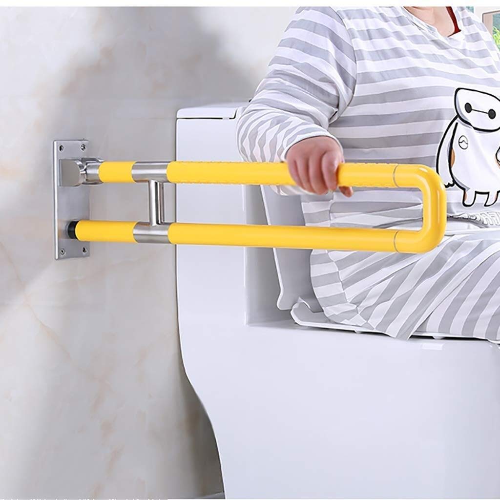 Maniglione, barra di sicurezza per disabili, in acciaio inox, per anziani, antiscivolo, antistatica, anti-barra, colore giallo, 750 mm