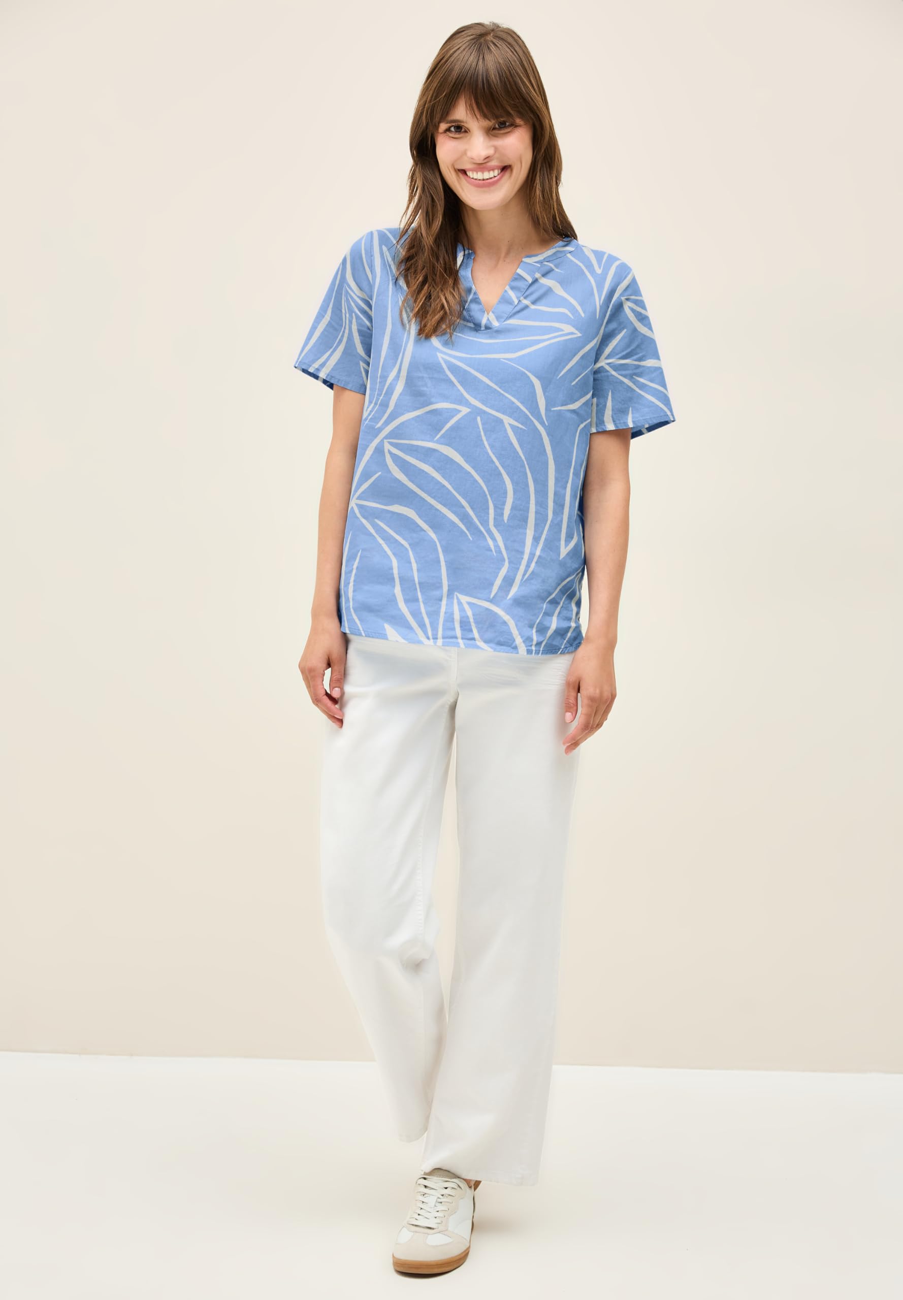 Cecil Damska bluzka bawełniana ze wzorem, Deep Pastel Blue, L