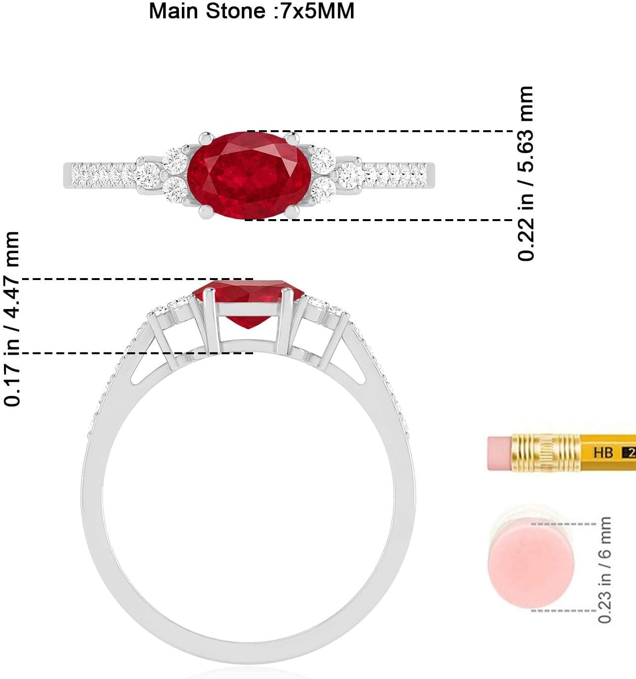 Natural Ruby Oval Ring for Women with Diamonds – 14K Rose/Yellow/White Gold or 925 Sterling Silver – Elegant July Birthstone Engagement, Promise & Anniversary Ring
