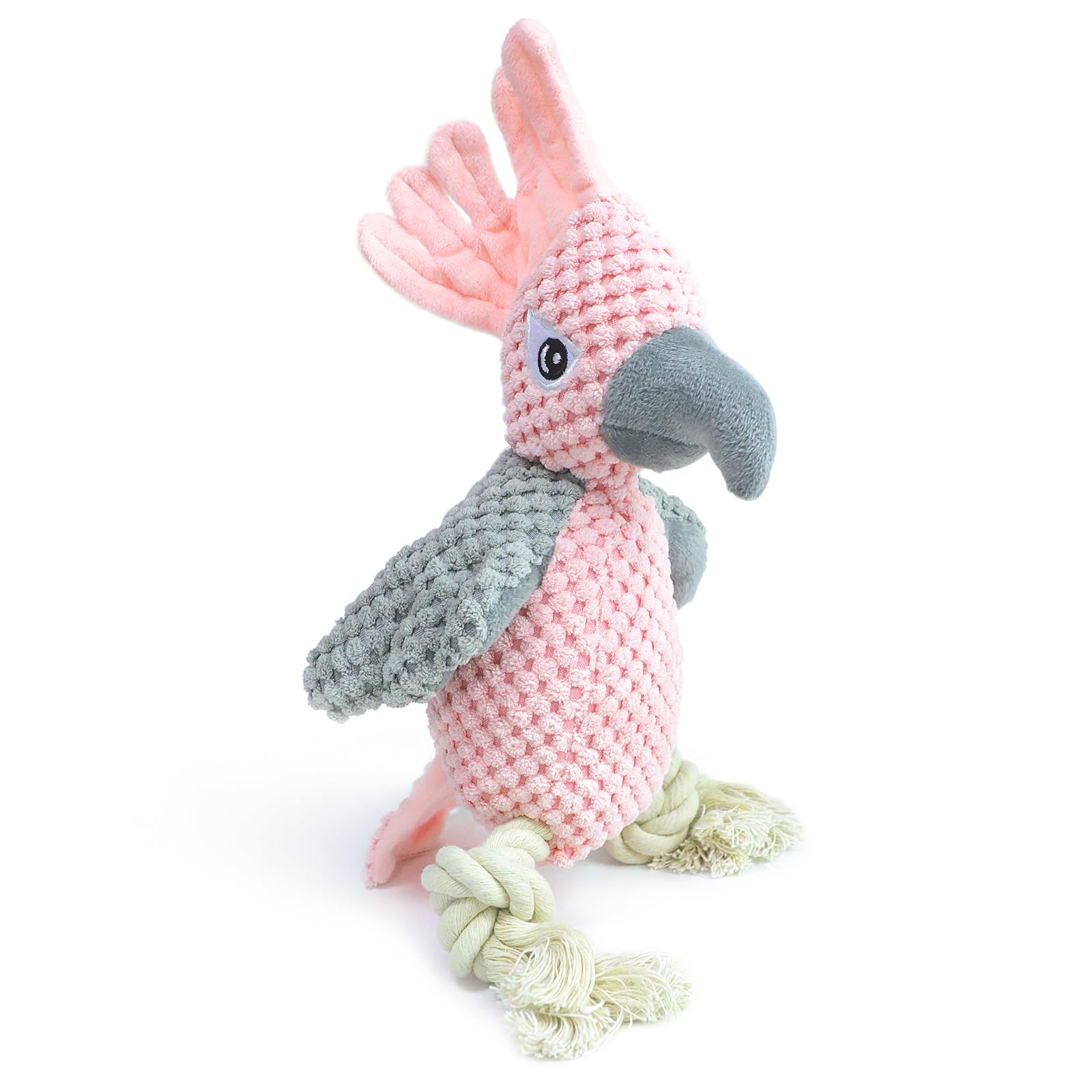 TONGKTAI Squeaky Dog Toys, Funny Interactive Puppy Toy with Squeaker & Crinkle Paper, Parrot Snuggle Snuffed Soft Chew Pet Toy for Small Medium Breed (Pink)