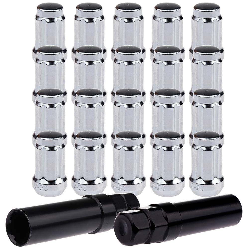 ROADFAR 20pcs Wheel Lug Nuts 1/2"-20 Thread-Size Close End Compatible with Ford Bronco/Explorer/Explorer Sport Trac/F-150/ Mustang Jeep Cherokee/ CJ3/ CJ5 1959-2014 with 2 Keys