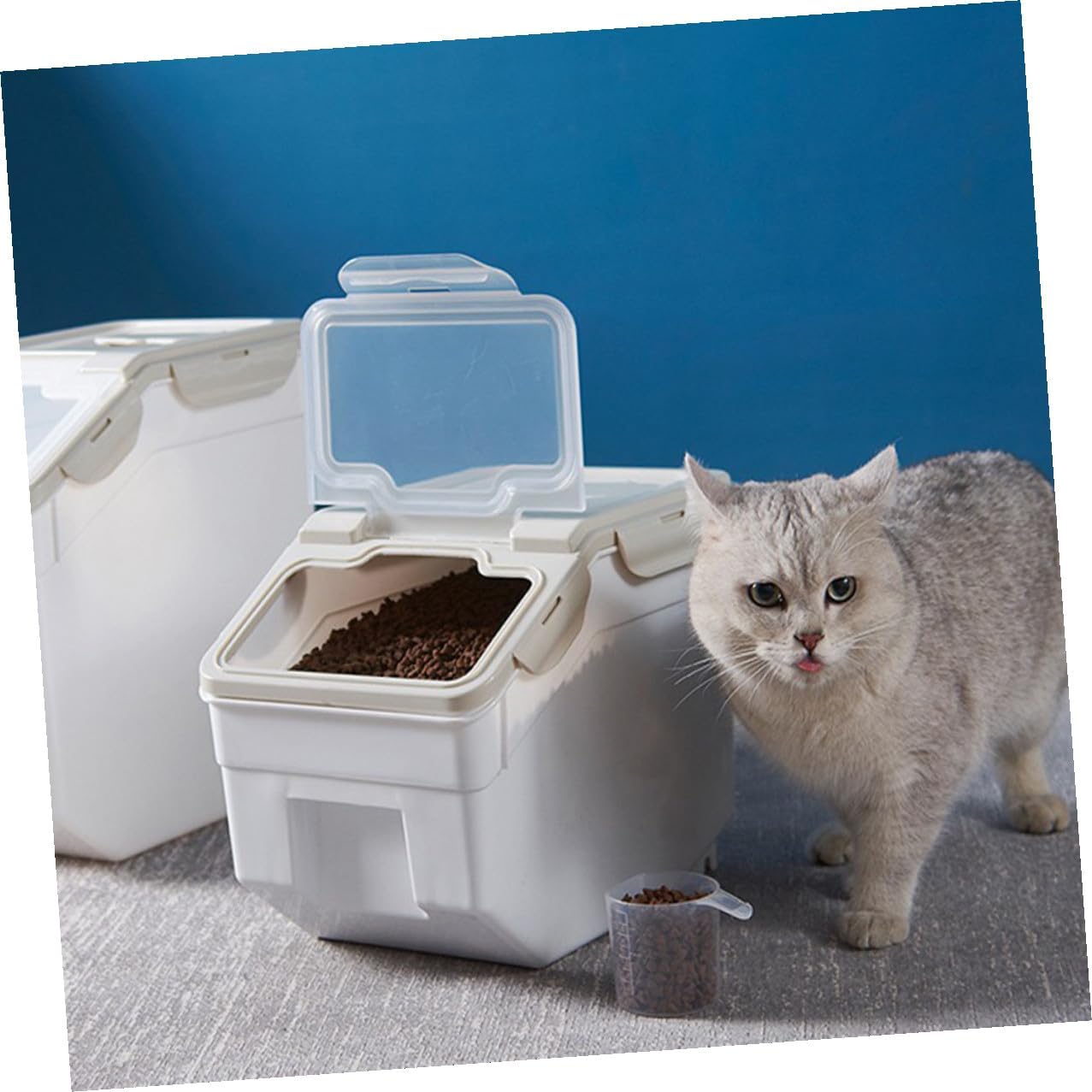 Pet Food Storage Bin Airtight Seal Container Small 8-12lb Capacity Nordic Style Dog Food Container for Cats and Dogs