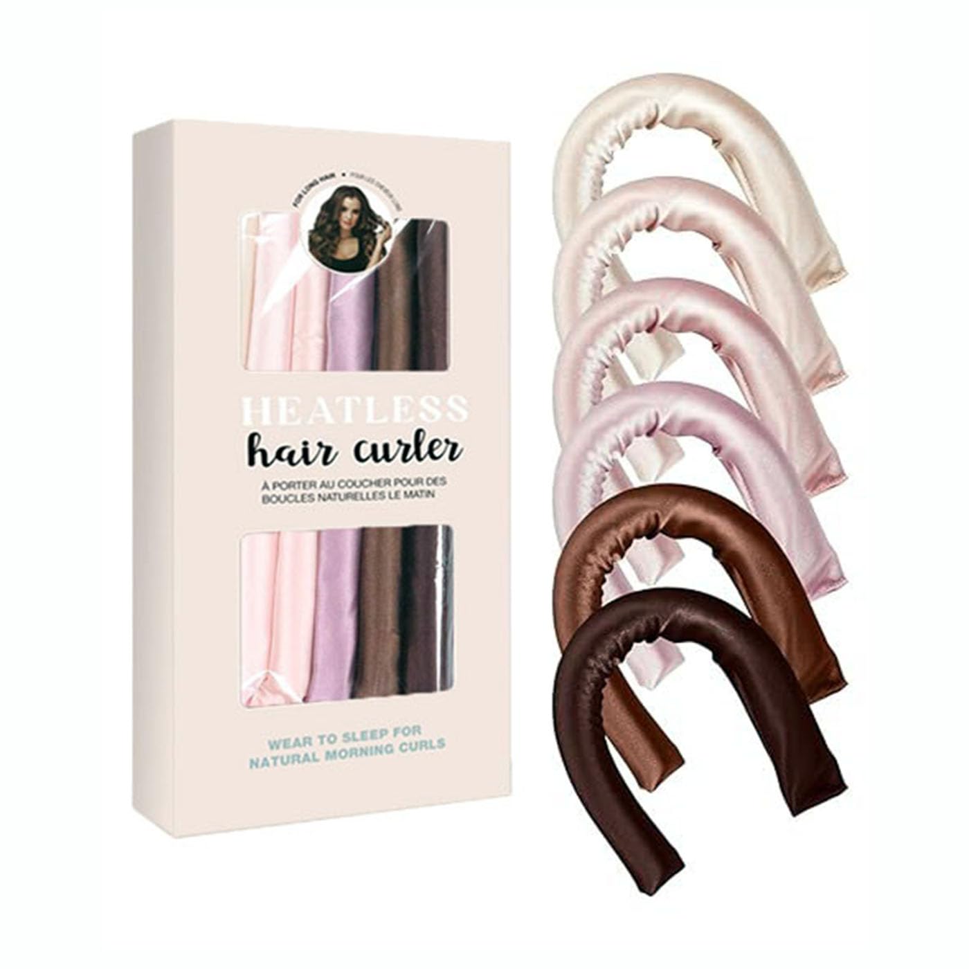 Heatless Hair Curler -Satin Covered Heatless Hair Curlers for Long Hair ?6 pcs Satin Jumbo Flexi Rods for All Hair Types ?Hair Curlers To Sleep in?Easy and Gentle on Hair?Girl's gift