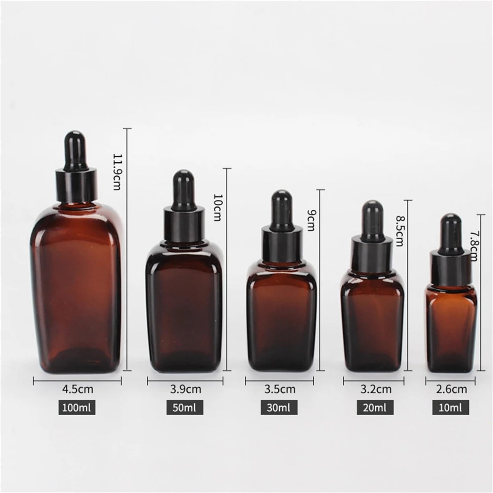 Gotero Pipeta de reactivo líquido vidrio ámbar, botella aceites esenciales, tapa cuentagotas, contenedores vacíos aromaterapia(Silver,20PCS_50ML)
