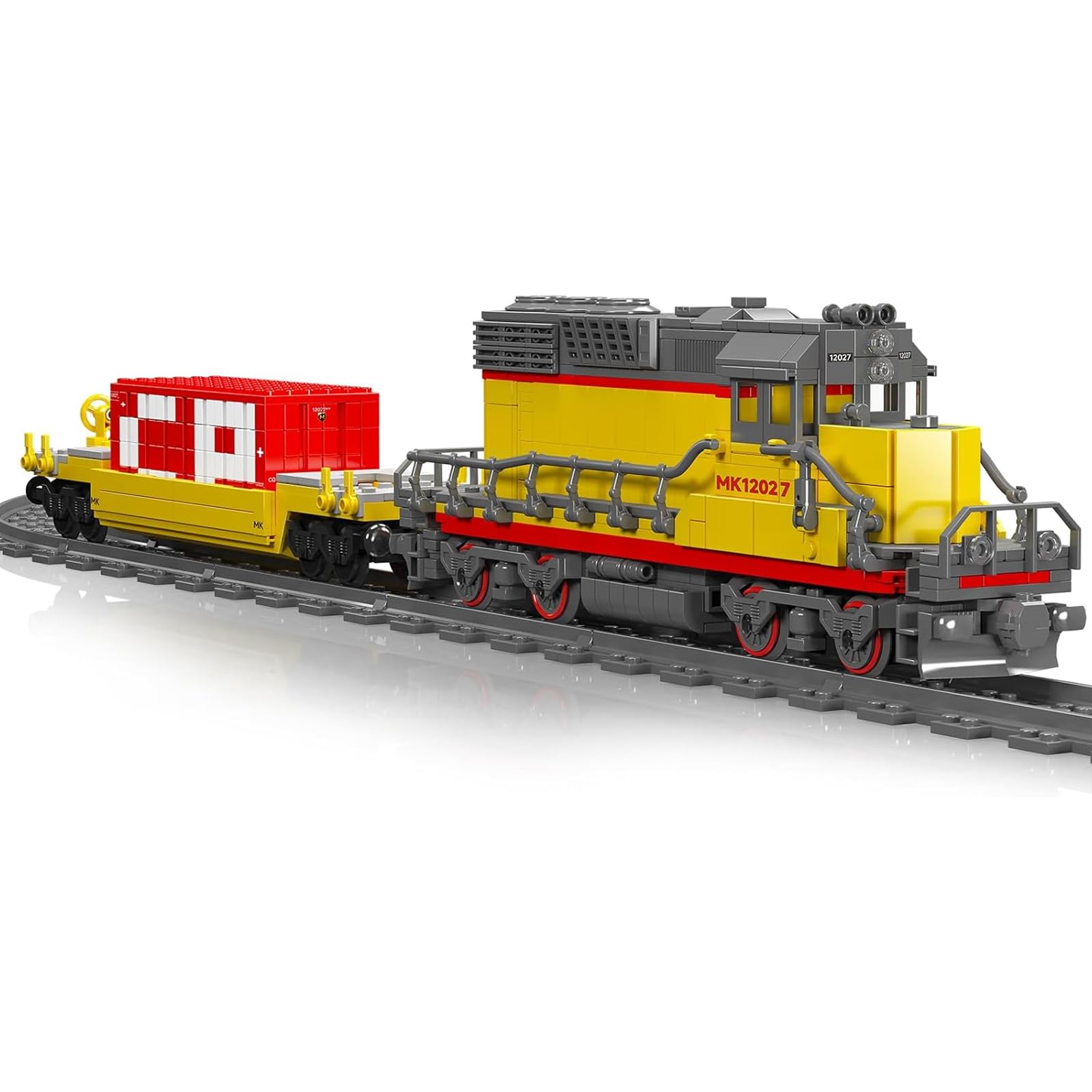 Mould King 12027 Technik EMD SD40-2 Diesel Locomotive Zug Baustein Modell, 1170 Teile Schienen Train mit Motor, Ferngesteuertes Zug Modellbausatz Bausteinset