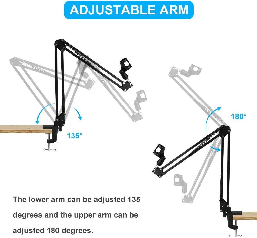 Bеѕt Cуbеr Dеаlѕ 🔥 Microphone Arm Stand, Allnice 9-in-1 Mic Stand Set Adjustable Suspension Boom Scissor Mic Stand with Phone Holder, Heavy Duty Desktop Microphone Stand for Blue Yeti Nano Snowball Ice and Other Mics