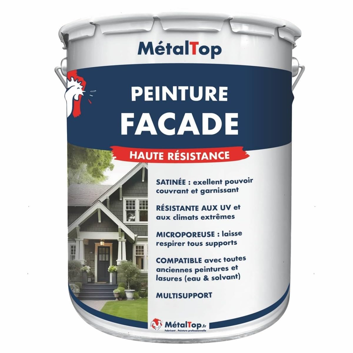 Metaltop - Peinture Facade - Gris anthracite - RAL 7016-​1 L - Microporeuse, idéale pour murs extérieurs en rénovation ou neuf