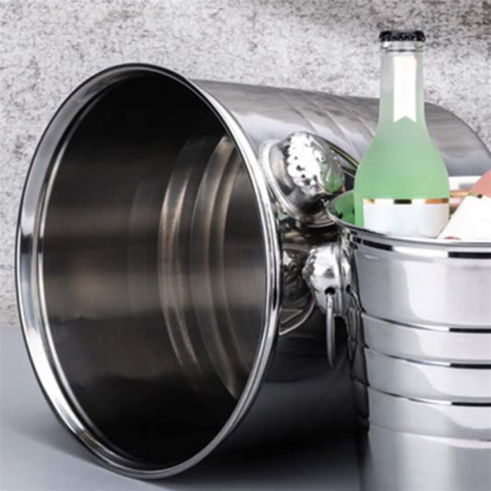 TOMYEUS Eiskübel Edelstahl EIS Eimer Dicker EIS Halter Container for Bar Party Champagne Wine Barrel Drink Eiskühler Eimerwein Weinkühler & Sektkühler