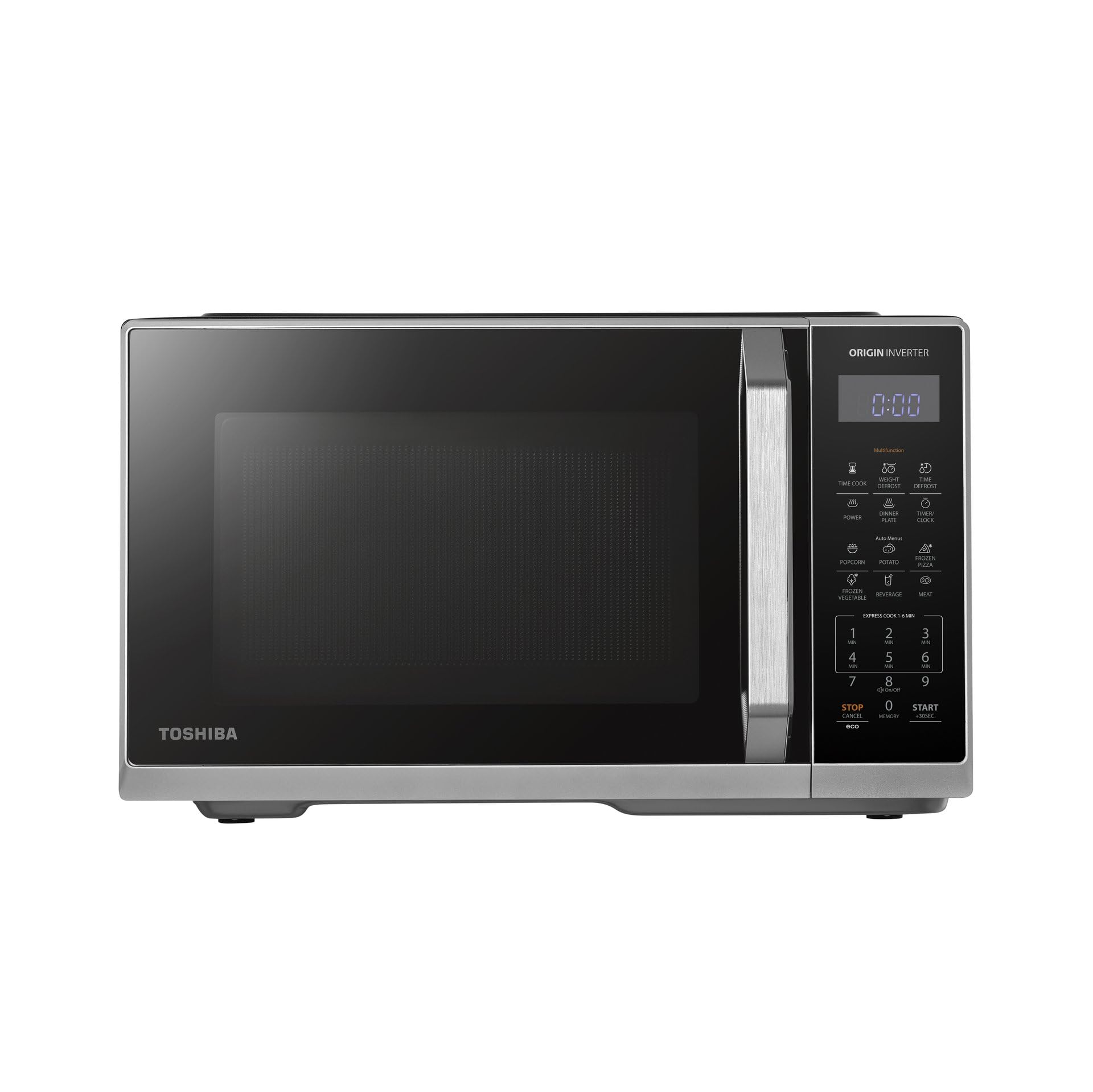 Toshiba 23L Digital Solo Microwave Oven, 900W Countertop Microwave Oven With 11 Power Levels, 7 Auto Menus, Express Cook, Memory Function, Evenly Defrost, ECO Mode, Low Noise, Silver, MW3-EM23PF(SL)