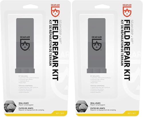 GEAR AID Seam Grip WP Kit de reparación de campo para tiendas de campaña y equipo al aire libre, transparente, 0.25 onzas, paquete de 2