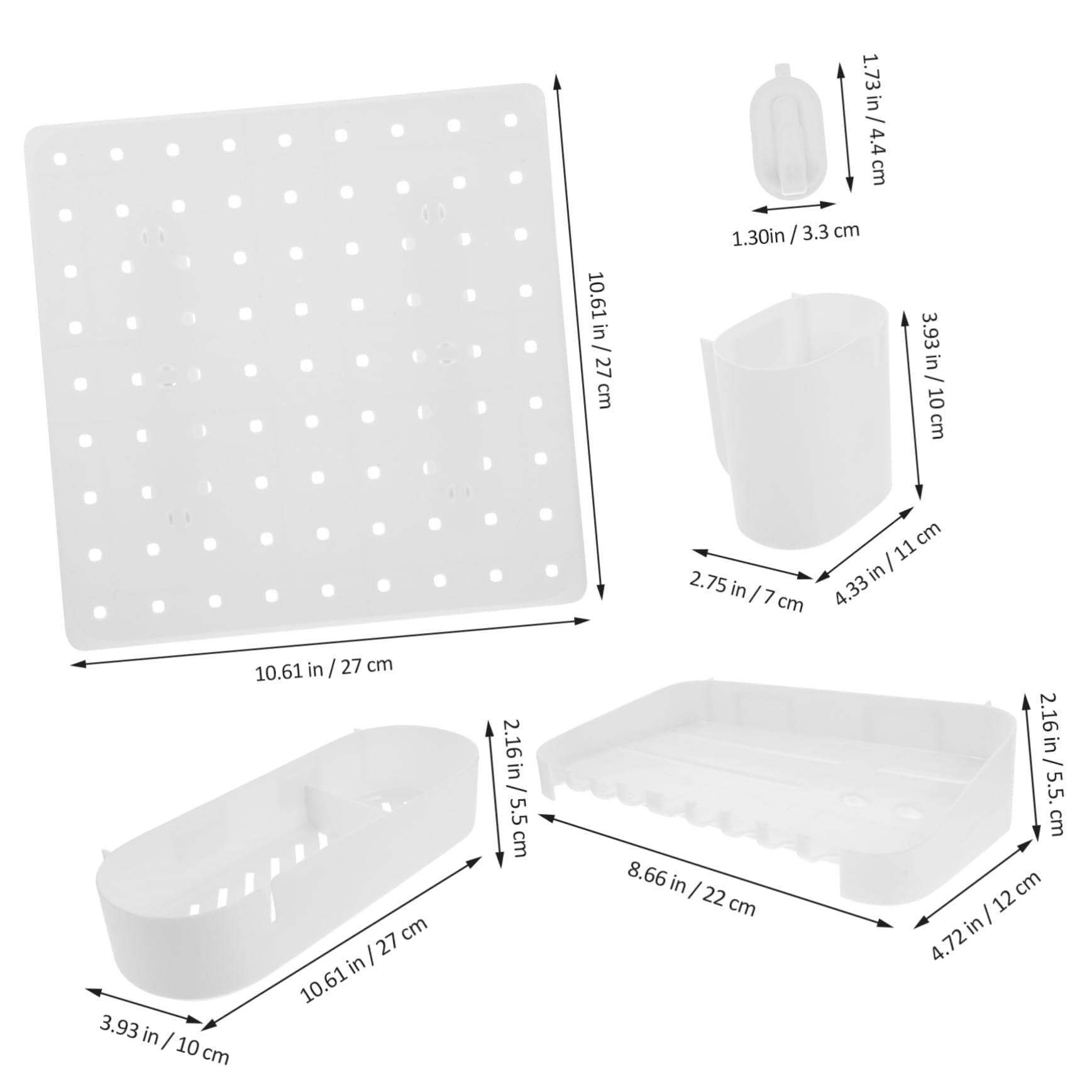 Ciieeo Modern Minimalist Design Pegboard Wall Organizer 12pc Set No Holes Needed for Home Office