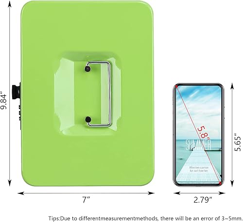 Miniatura 3 de KYODOLED - Caja de dinero grande con cerradura de combinación, caja de metal segura para dinero, caja de almacenamiento con bandeja de dinero, 9.84
