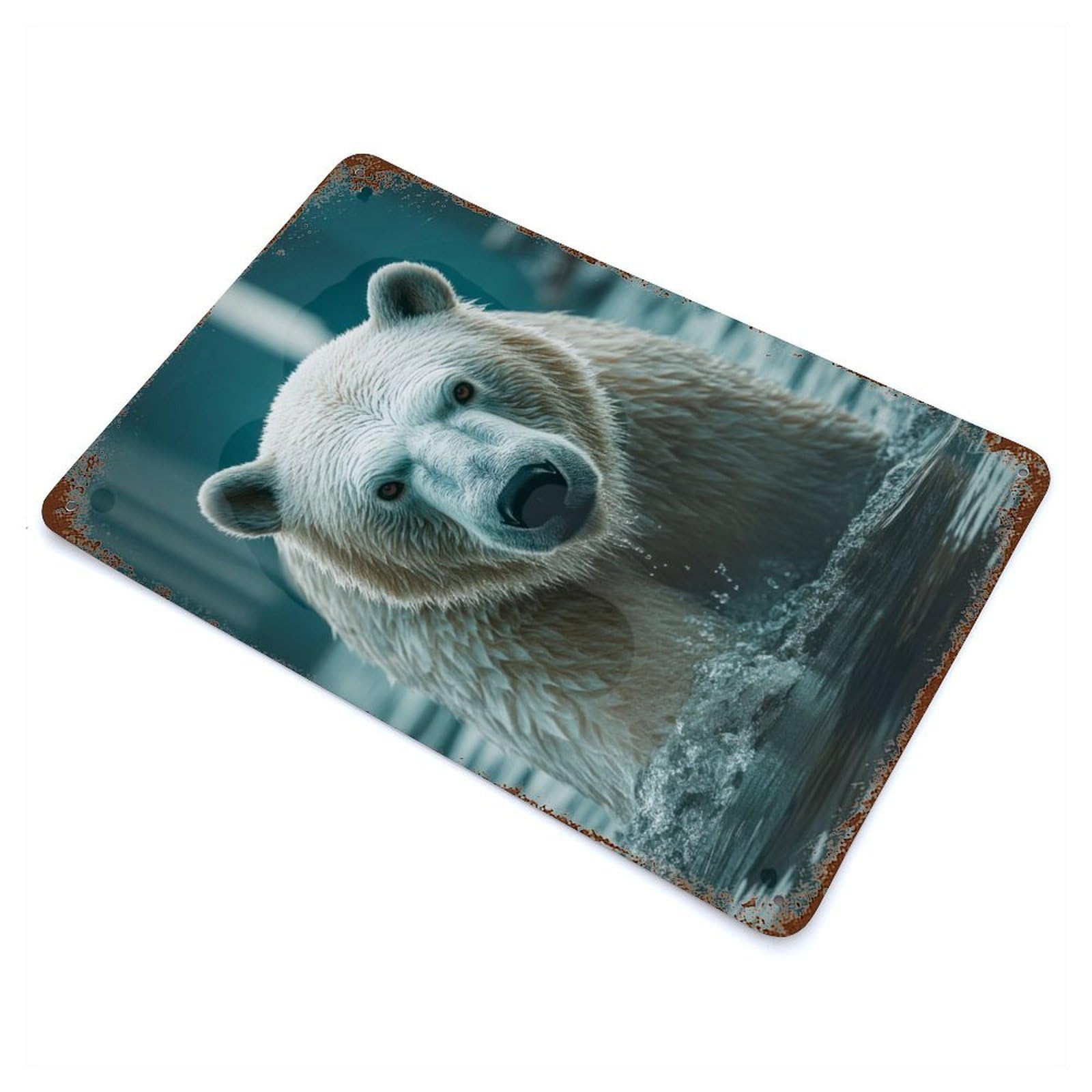 Majestic Polar Bear Vintage Rust Metal Sign 11.8"x7.9", Farmhouse Wall Decor for Garage, Pub Or Kitchen