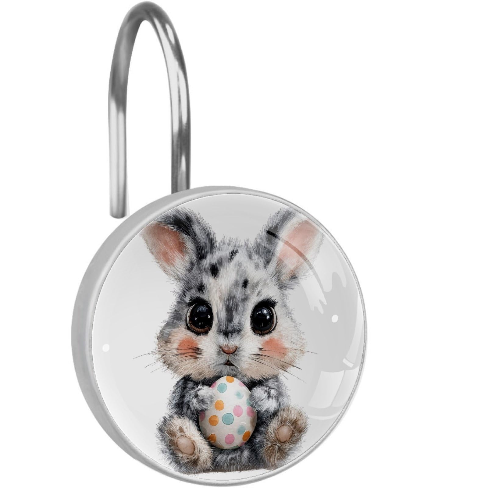 VAPOKF Shower Curtain Hooks, 12PCS Cute Easter Bunnies Shower Curtain Hook for Bathroom Decors Home Bedroom
