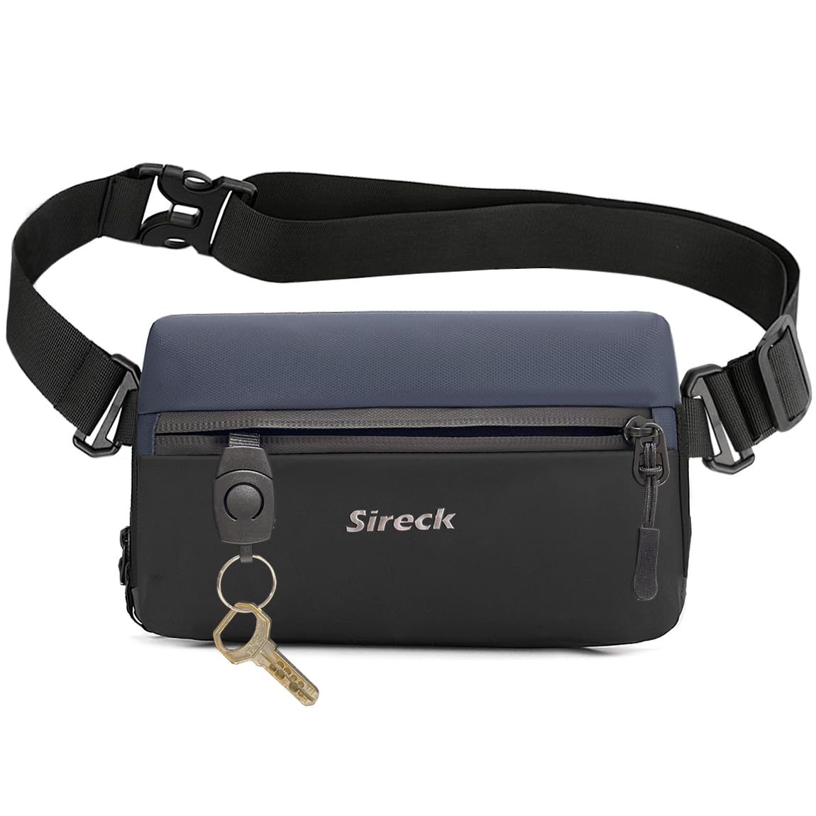 Belt Bag for Men Women, Water-resistant Fanny Pack Small Crossbody Bag, Adjustable Strap Sling Bag Travel Purse, Fashion Waist Pack Chest Bag for Workout Hiking Daily Traveling (Black & Navy)