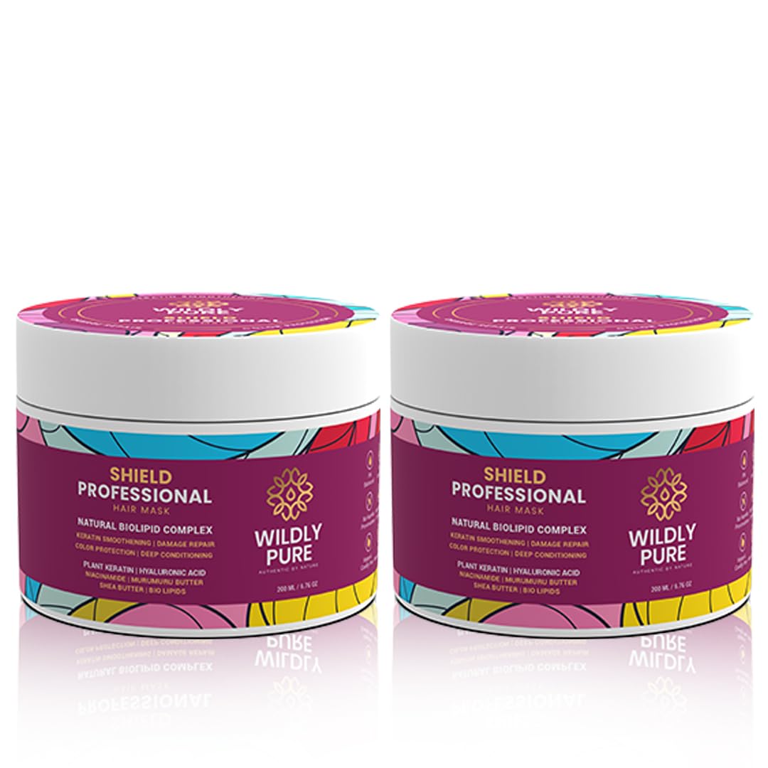 Wildly Pure Professional Natural Keratin Hair Spa Mask| With Plant Keratin & Hyaluronic Acid |7 days of Deep Conditioning |8 Weeks of Color Protection |33% Reduction in hair Loss |200mL x 2 [Shield]-image-15