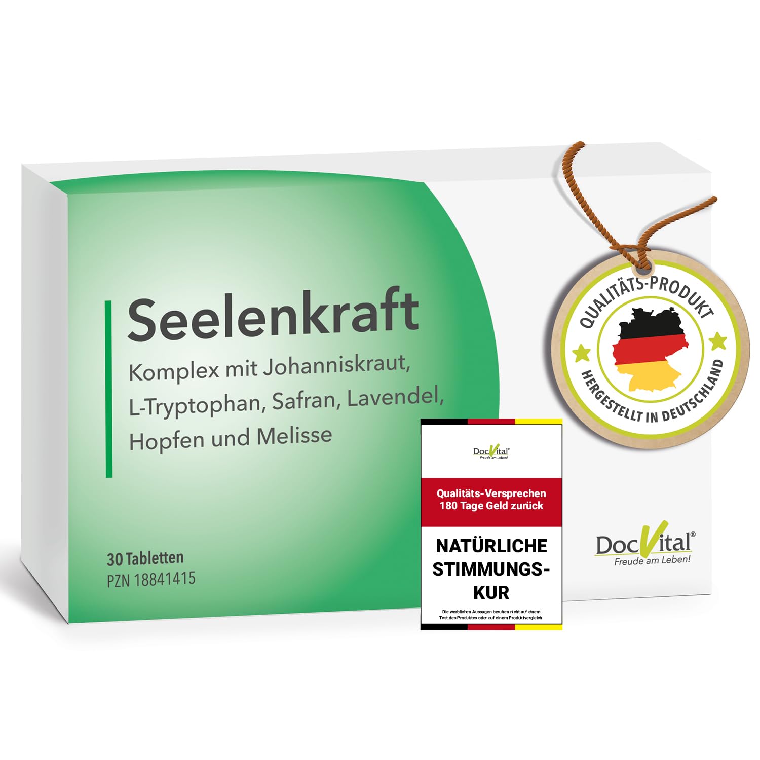 Johanniskraut L Tryptophan Tabletten hochdosiert - Innere Ruhe, gute Laune, Anti Stress - Seelenkraft - Johanneskraut, L-Tryptophan, Hopfen, Lavendel, Melisse & Safran
