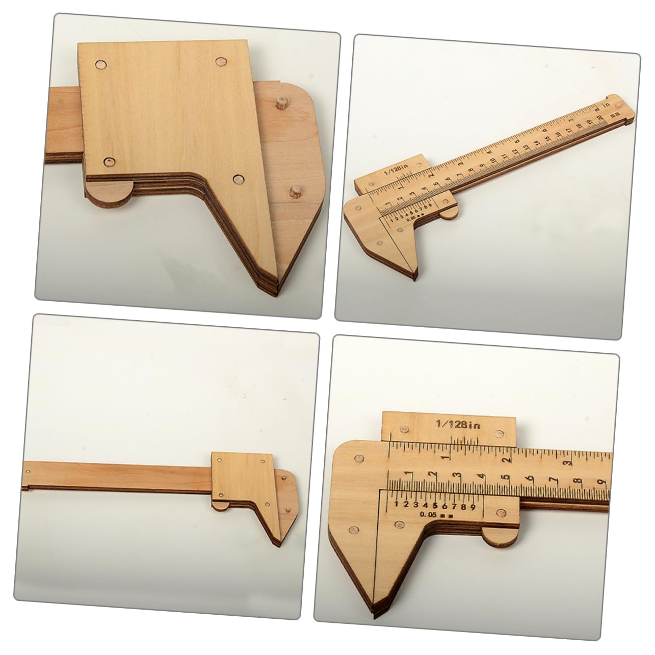 KICHOUSE Wooden Measuring Ruler Caliper for Boys and Girls Portable Straight Ruler Inches Centimeters