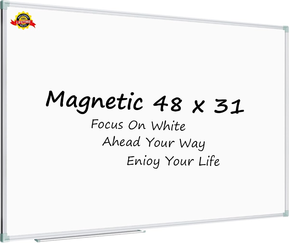 Lockways White Board Dry Erase Board 48 x 31 Inch, Magnetic Whiteboard | Aluminium Frame Whiteboard with Marker Tray for School, Office and Home