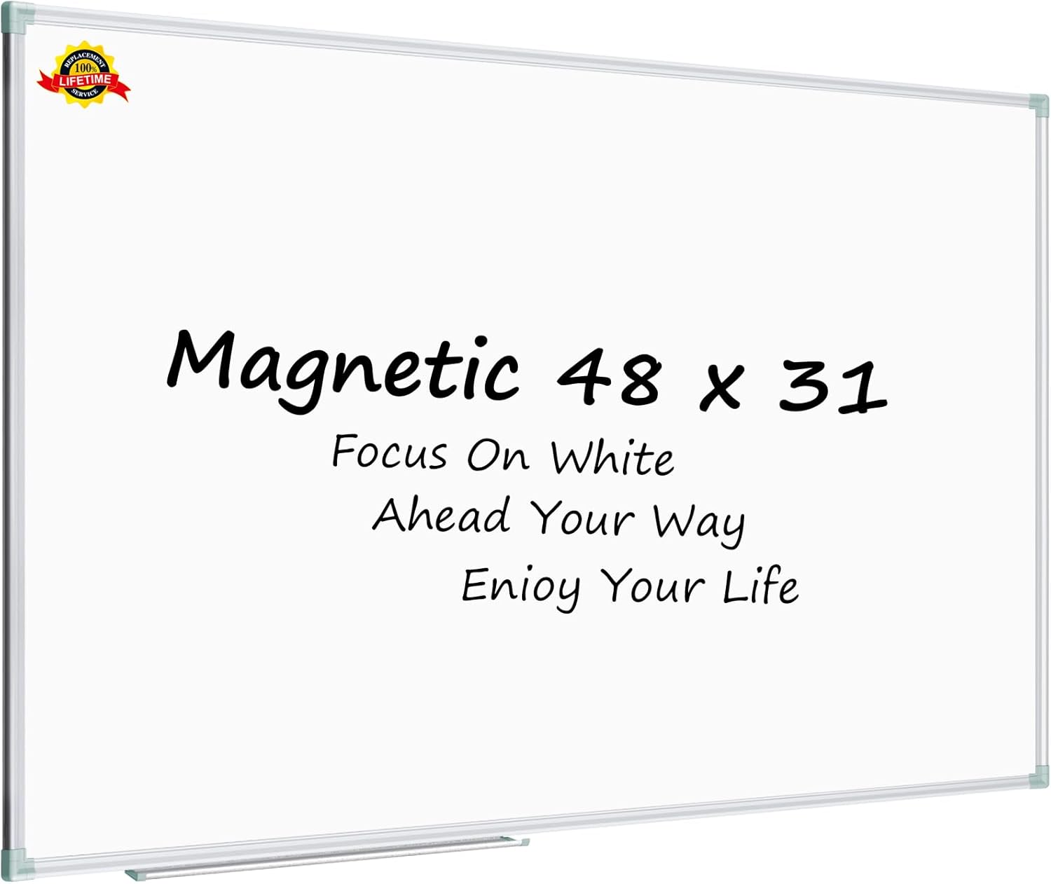 Lockways White Board Dry Erase Board 48 x 31 Inch, Magnetic Whiteboard, Aluminium Frame Whiteboard with Marker Tray for School, Office and Home
