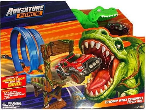 Double Loop Dino Chomp Racing Track Set - T Rex Obstacle