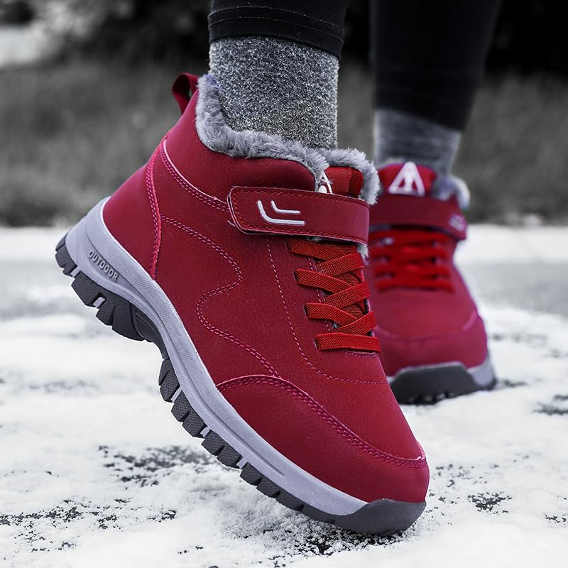 Women's Large Size Winter Snow Boots - Thermal Insulated Mid-Calf Walking Shoes with Non-Slip Sole, Comfort Fit for Cold Weather
