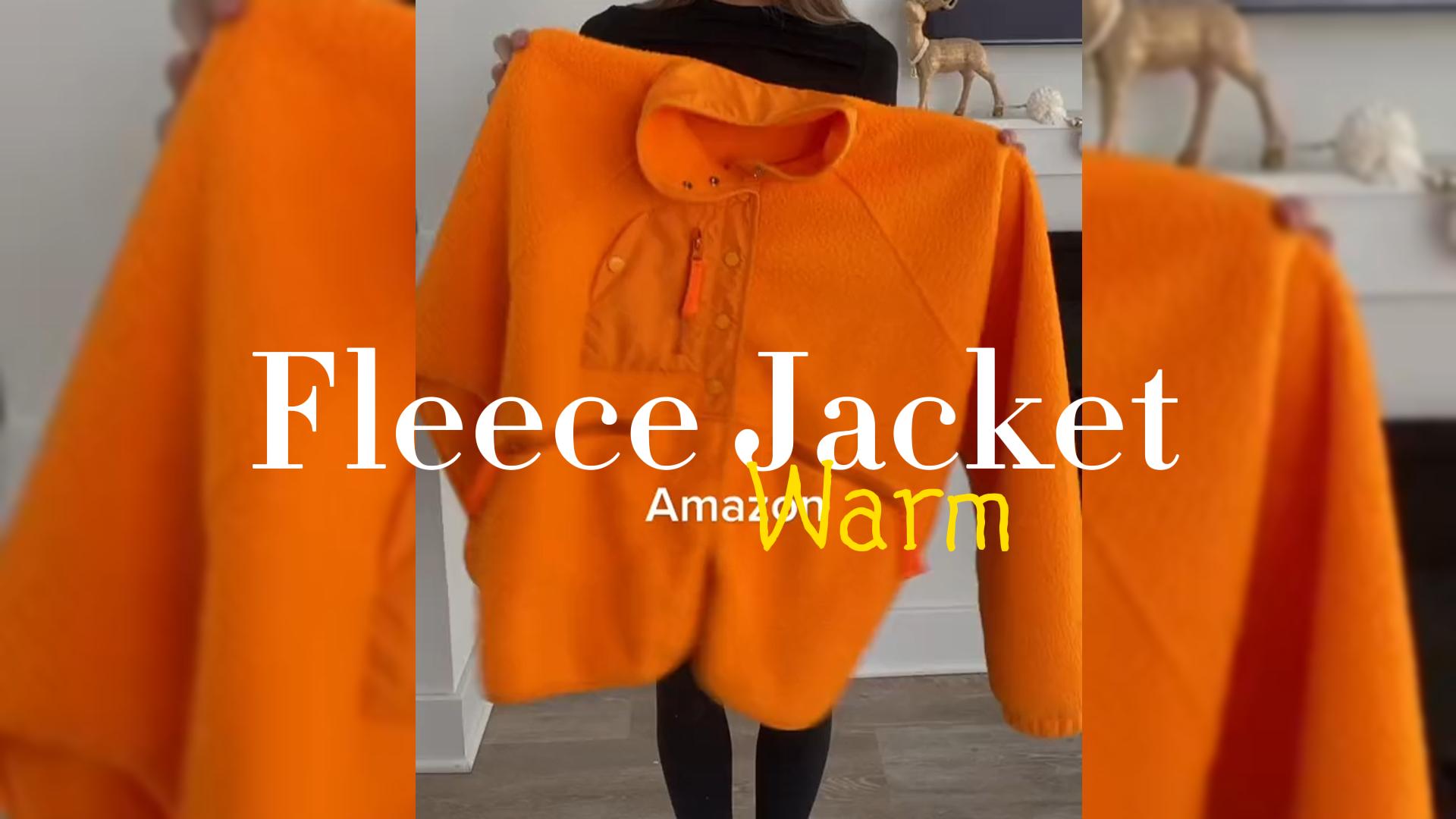 Omoone Women's Fleece Jacket Button Down Cropped Sherpa Linen Coat