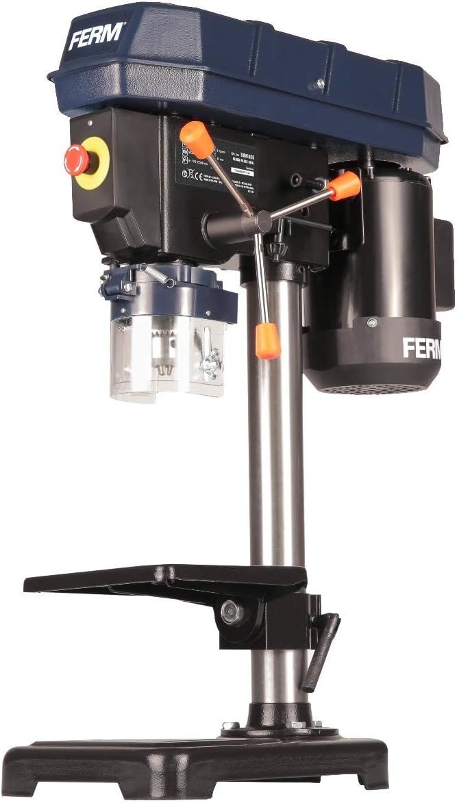 Ferm TDM1026 350W Bench Pillar Column Drill, 350W, Max. 5 Speed Settings - Blue