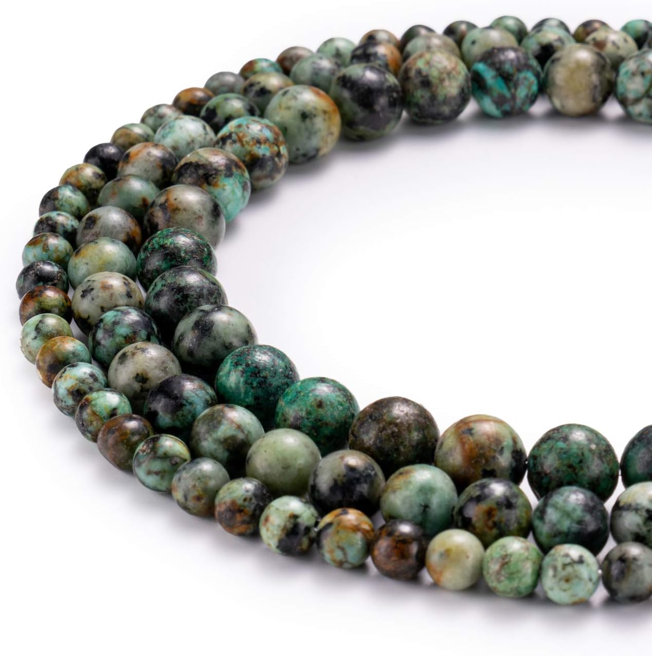 BEADIA Natural African Turquoise Stone Round Loose Semi Gemstone Beads for Jewelry Making 10MM 38PCS African Turquoise 10mm