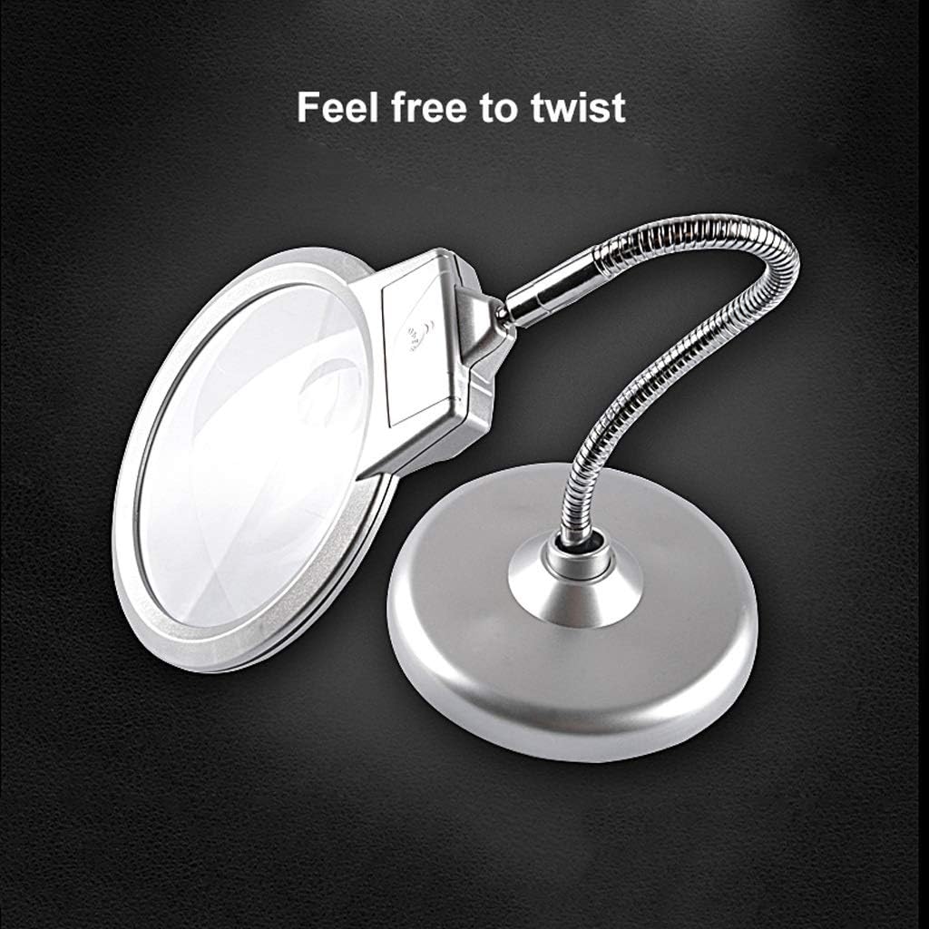 10 Times HD Magnifier Desktop Old Man Reading Mirror LED Light 20 Times Portable Microscope Enlarged Mirror