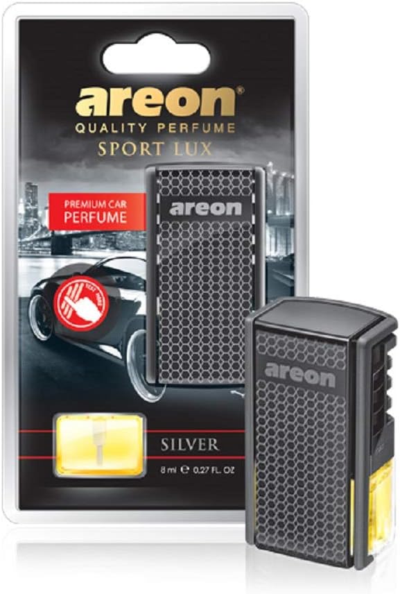 AREON ACL02 Car Perfume Luxury and Elegant 0.27 oz Vent Clip Car Air Freshener, Long Lasting Air Freshener, Car Refresher Odor Eliminator - Silver Scent