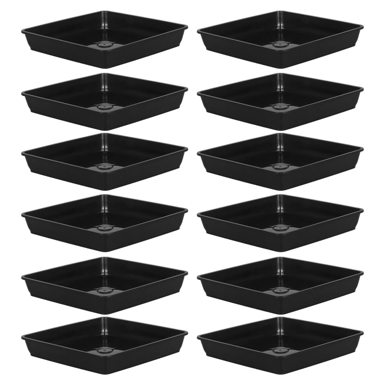 Cabilock 12 Sottovasi Rettangolari In Plastica – Pratici Piattini Per Piante, Ideali Per Interni, Esterni, Balcone E Giardino (18x18 Cm, Colore Nero) - 6