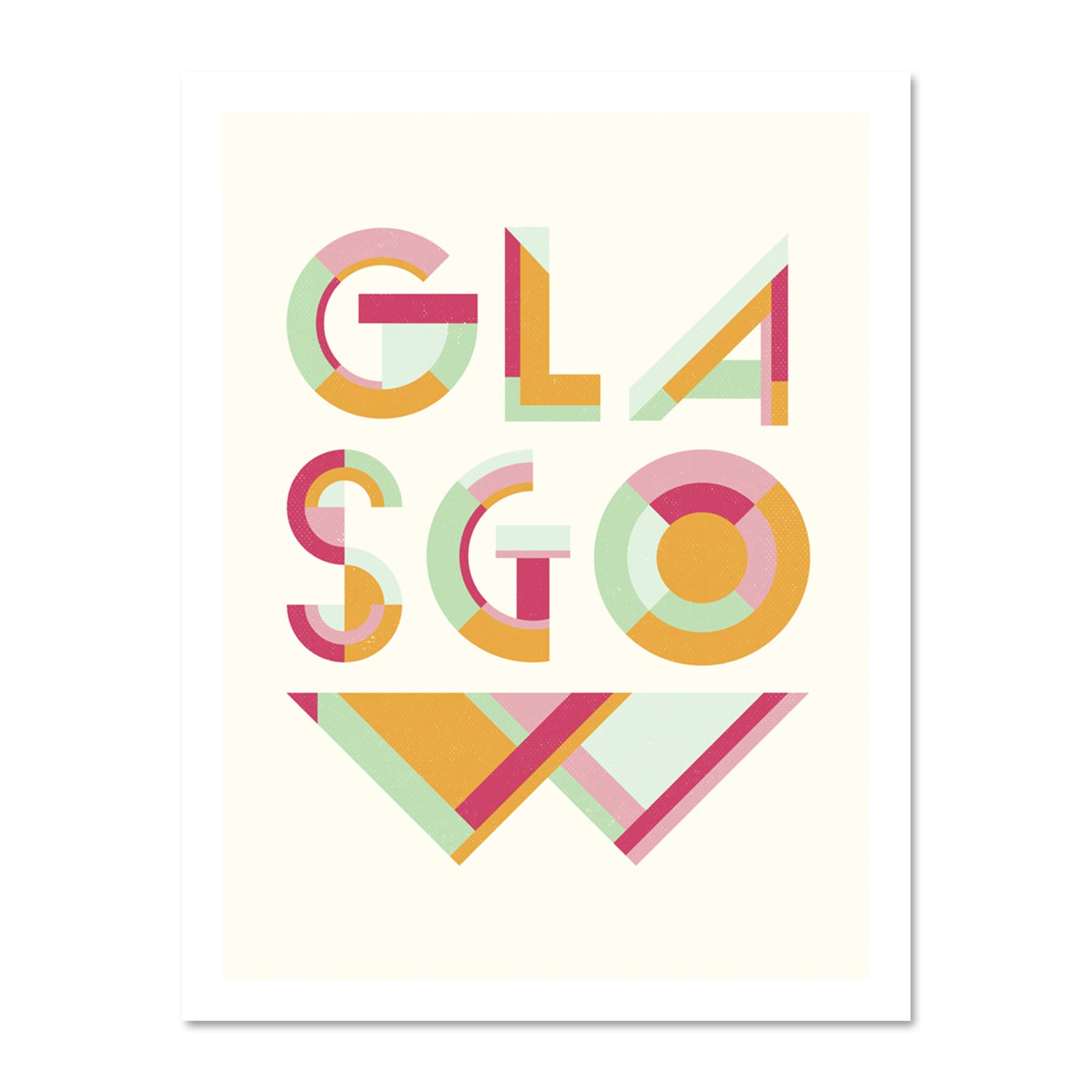 Wee Blue Coo Glasgow Colourful Word Art 18x24 Large Framed Art Print Poster Wall Decor 18x24 inch