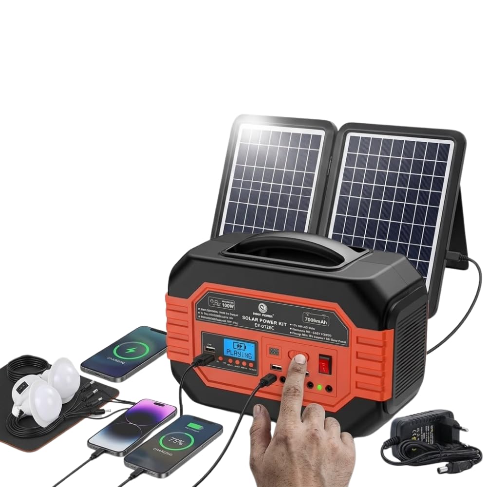 Drumstone (𝐒𝐩𝐞𝐜𝐢𝐚𝐥 𝟏𝟓 𝐘𝐞𝐚𝐫𝐬 𝐖𝐚𝐫𝐫𝐚𝐧𝐭𝐲) Portable 100W Solar Power Generator with Panel | Emergency Lighting System, Power Bank, Torch & Bluetooth Speaker | Solar Backup for Home-image-41