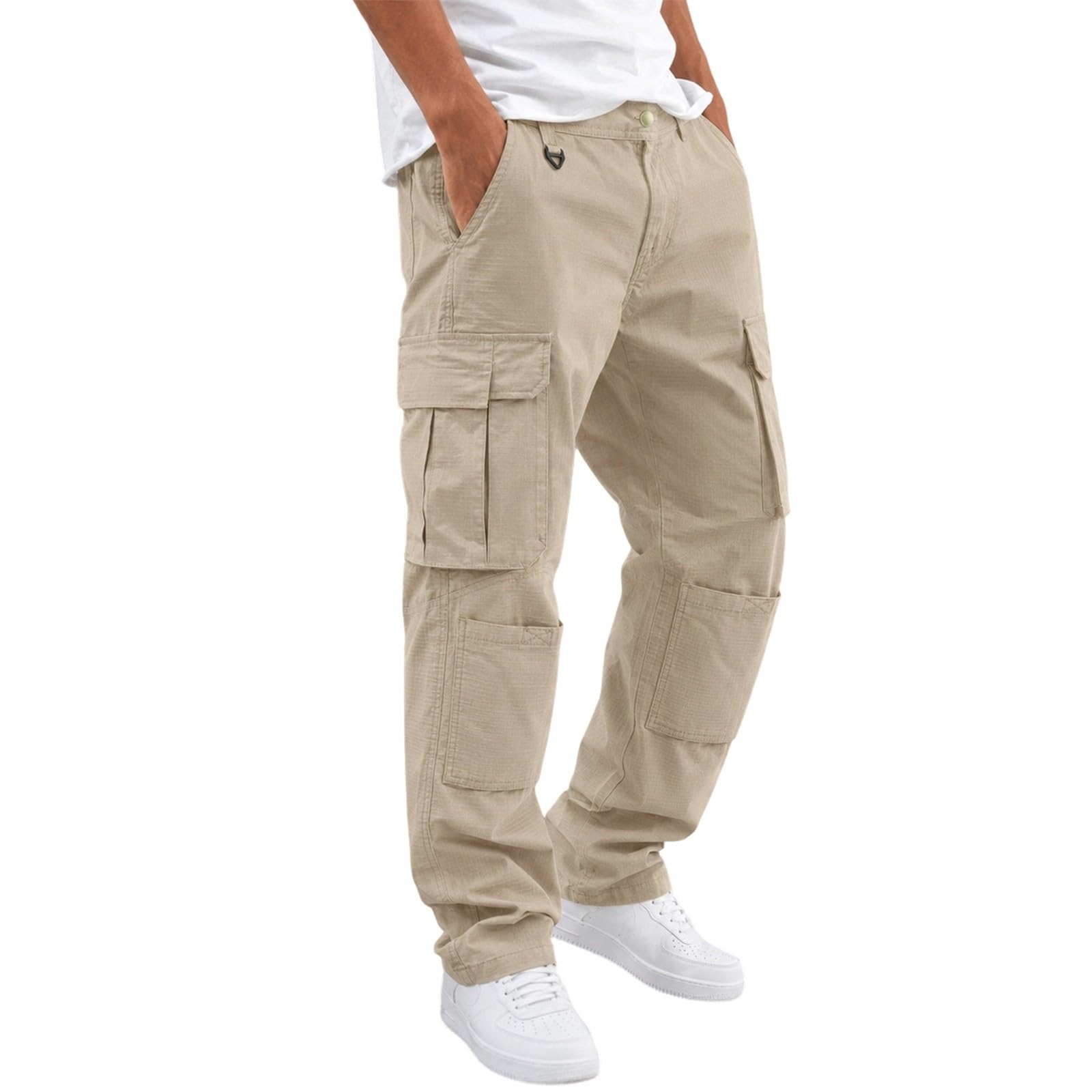 Pantaloni Cargo con Tasche dritte, Pantaloni Casual da Lavoro per Viaggi all'aperto, Pantaloni Utility.