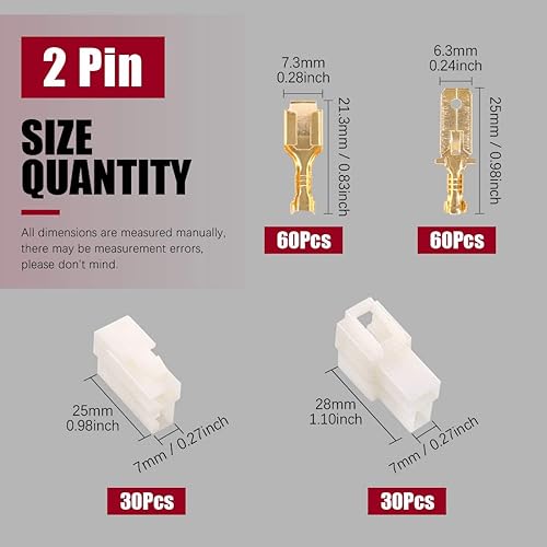 Miniatura 2 de Hilitchi Conectores de cable eléctrico automotriz de 0.248in, terminal de enchufe macho hembra para motocicleta y automóvil (3P-30 juegos)