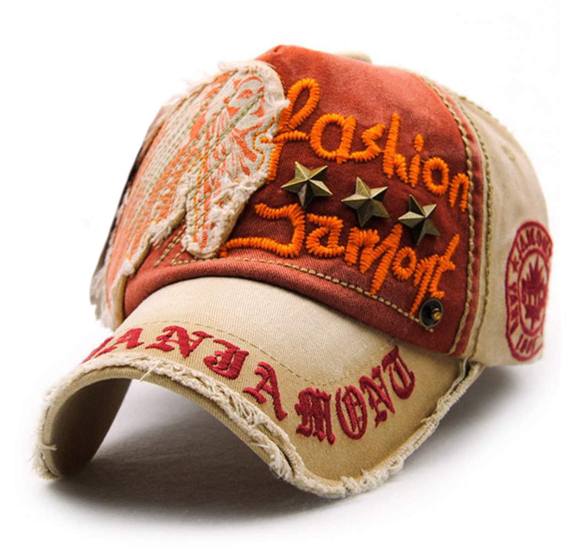 CHENNUO Vintage Distressed Baseball Cap Mens Snapback Trucker Hat Casual Fashion Cap (Beige-2)