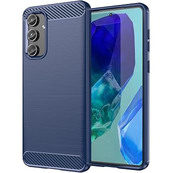 Case for Galaxy M55/Galaxy C55 5G/Galaxy F55 5G Ultra Thin Mobile Phone Case with Shock-Absorbing Carbon Fibre Design Made of TPU Rubber Robust Protective Case for Samsung Galaxy M55 Navy