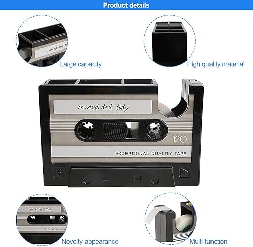 Miniatura 3 de RUIAN Dispensador de cinta de casete, soporte para bolígrafos, contenedor de escritorio, papelería de oficina, almacenamiento para niños,