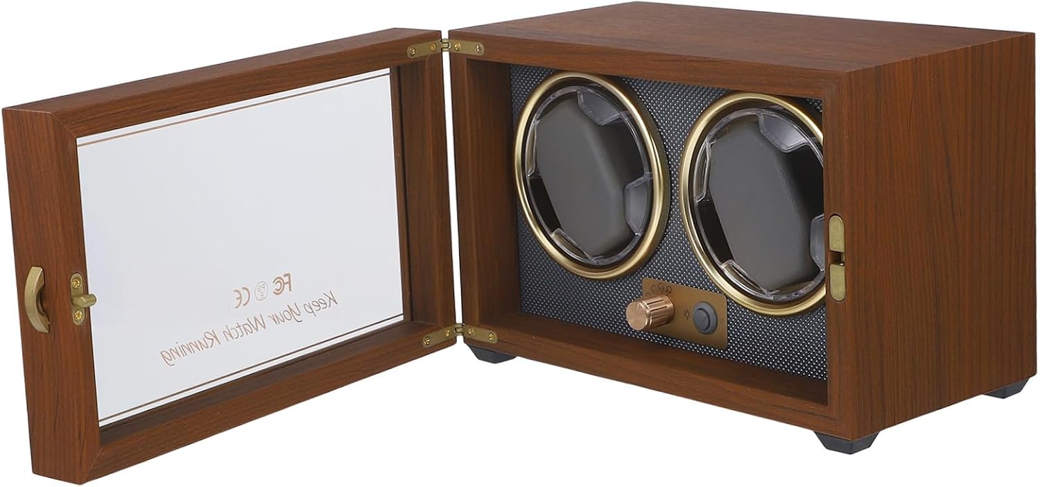 Alipis Wood Watch Winder Box for Automatic Watches Retro Black Walnut Wood with Adjustable 5-mode Rotation Random Color