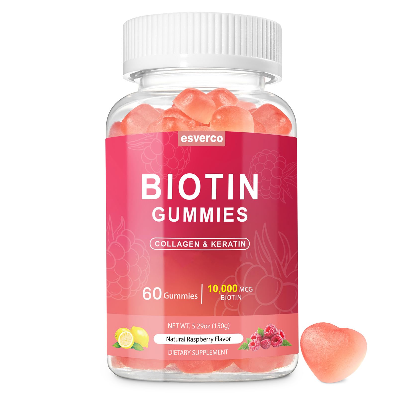 Biotin 10000mcg Keratin Collagen Gummies Supplements Hair Nails Vitamins Daily Hair Nail Growth Strengthener Gummies for Women Vegan