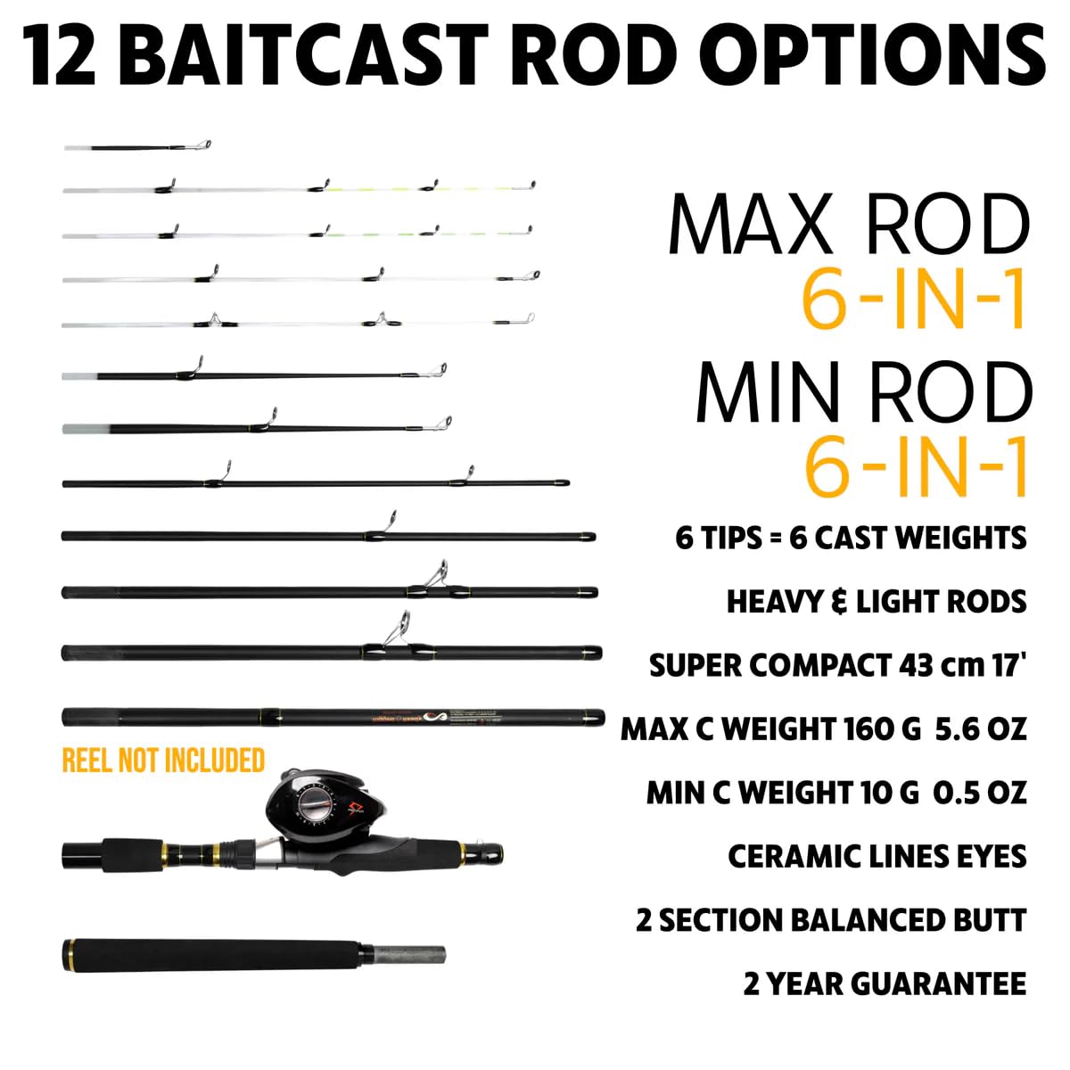 Rigged & Ready X Series Travel Fishing Rods. 6 Super Compact, Multi-Functional, Portable, Spin, Bass, Carp, Lure, Float, Fly Combos + Poles. 4 or 6 Tips & 5 to 25 Techniques Freshwater & Saltwater